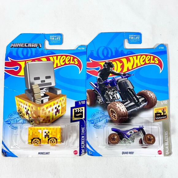 Hot Wheels Carded Lot Of 6 Various Years Minecraft Duck Bike Toy Cars New (U) - Picture 3 of 4